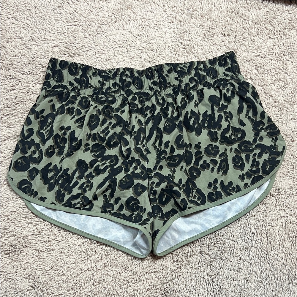 VSX Green and Black Leopard Print Athletic Shorts